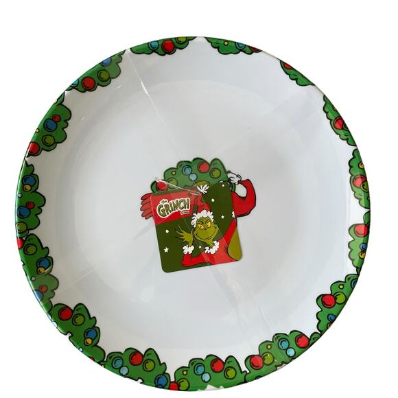 Dr. Seuss THE GRINCH Melamine Dinner Plates Set of 4 Green Red Christmas NEW - Picture 9 of 15
